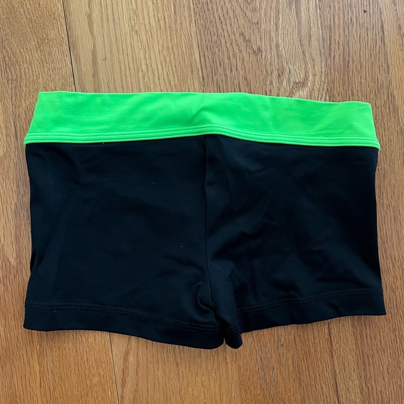 Black/Green GK Gymnastics Shorts (nylons and spandex) - Picture 2 of 3